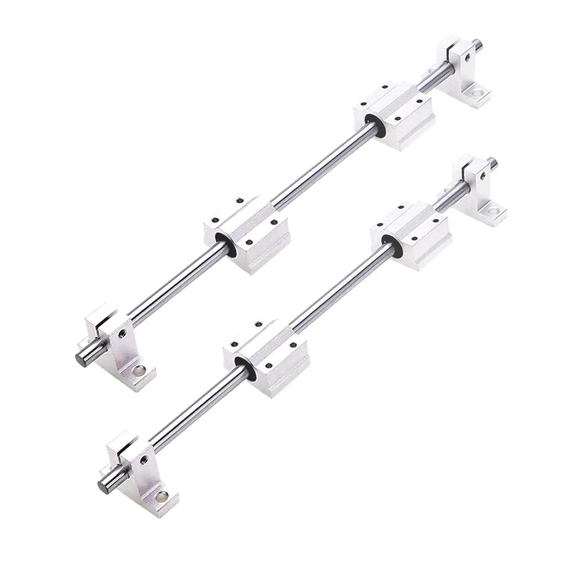 2PCS 8mmX 300mm Linear Motion Rod Shaft Guide with 4 PCS Ball Bearing & 4 PCS Aluminum Rail Support Guide Set for DIY Craft Tool