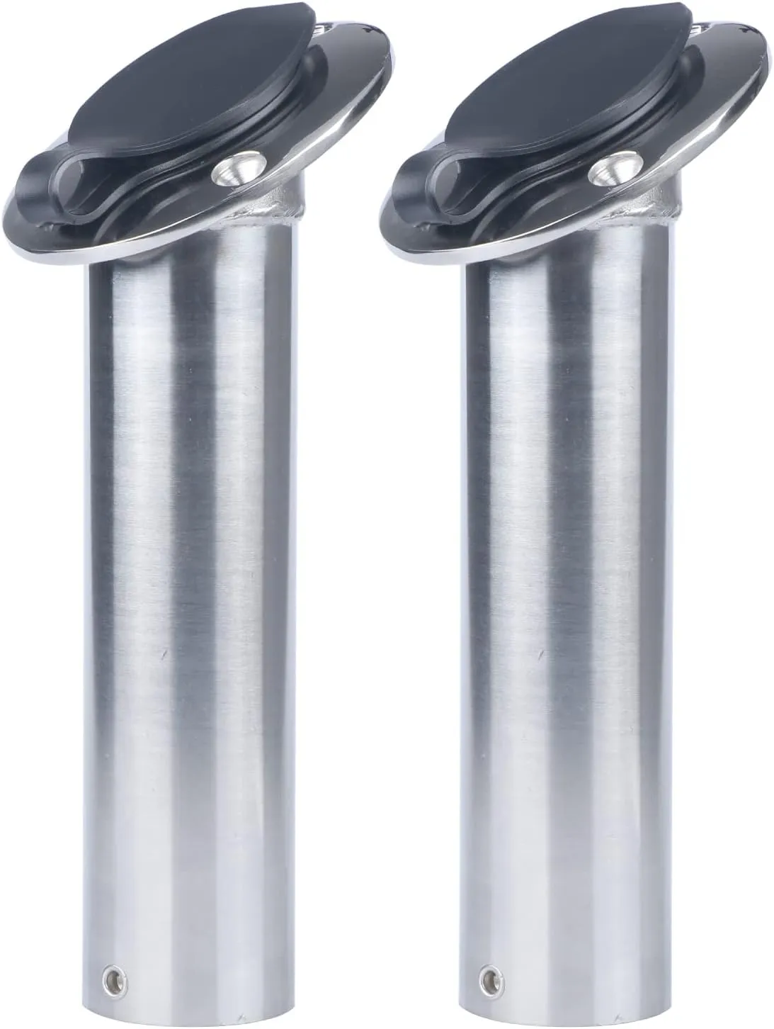 2Pcs Stainless Steel Fishing Rod Holders for Boat, Flush Mount Boat Rod Holder 15 Degree with PVC Caps & Inner Tubes Heavy Duty & Solid Casting