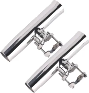 2PCS Stainless Tournament Style Clamp on Fishing Rod Holder for Rails 1-1/4" to 2"