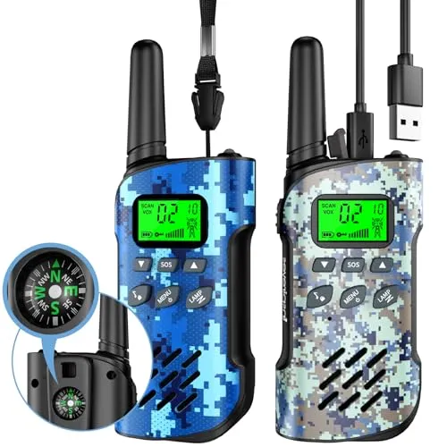 2pcs Walkie Talkies for Kids Rechargeable,2 Way Radio Outdoor Camping