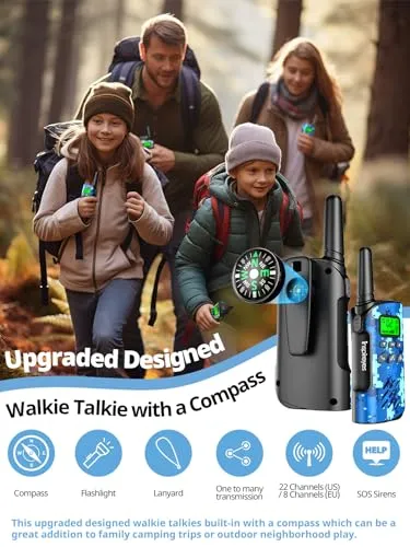 2pcs Walkie Talkies for Kids Rechargeable,2 Way Radio Outdoor Camping