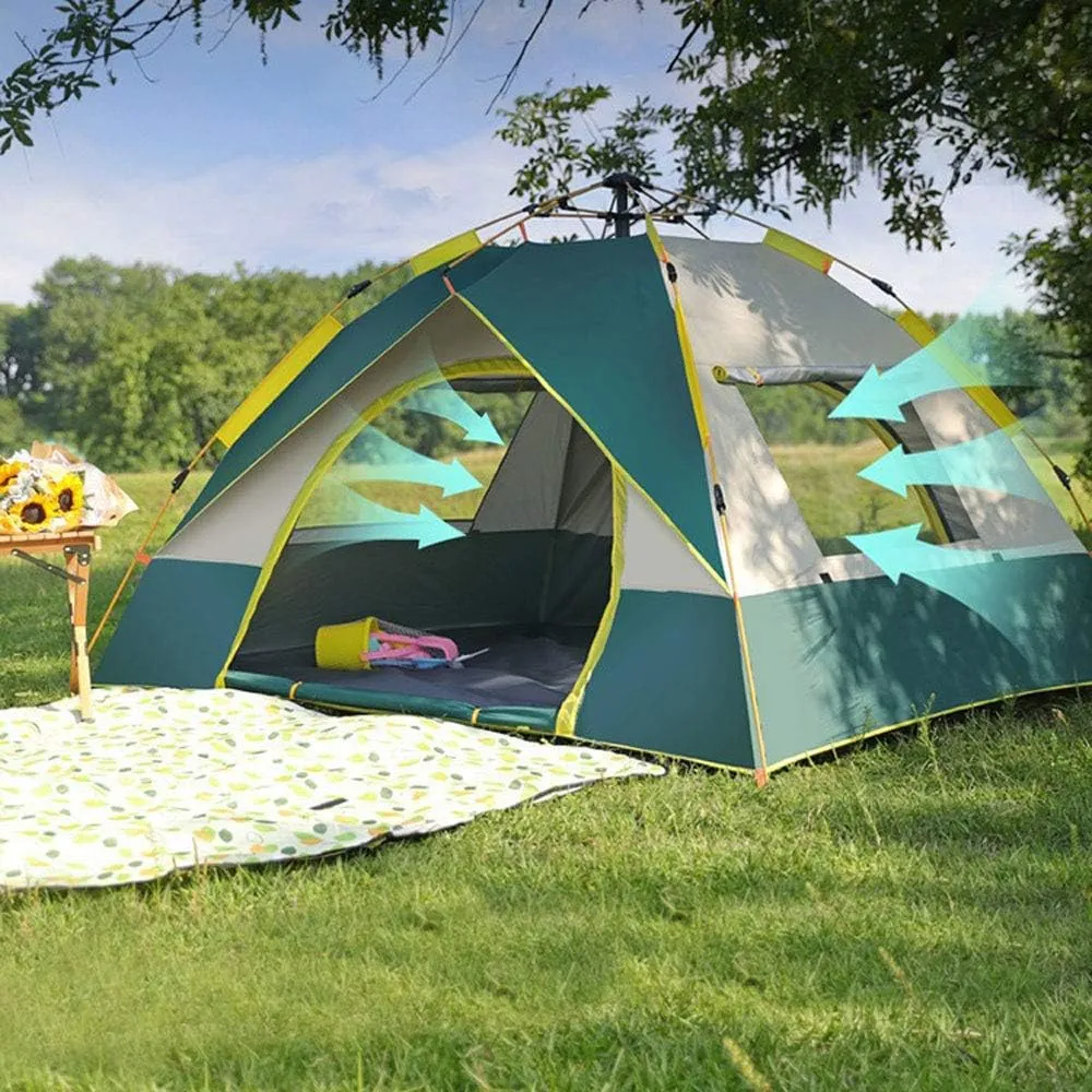 3-4 Person Family Camping Tent Large Waterproof Pop Up Tents,Portable Instant Cabin Tent for Camping Hiking Mountaineering Outdoor