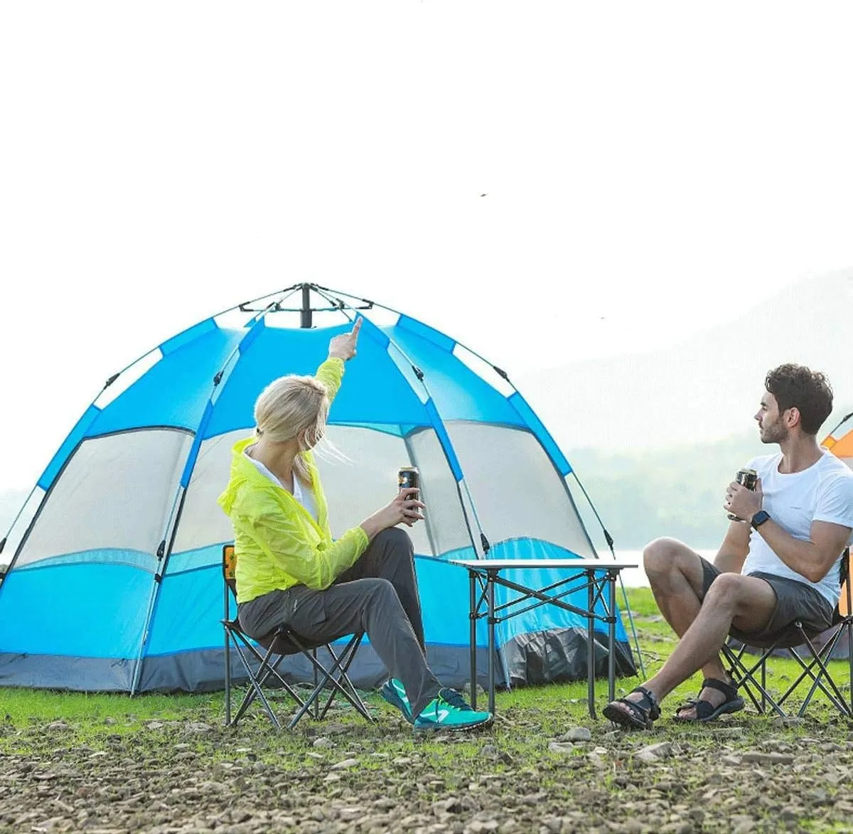 3-4 Person Tents for Camping Instant Setup Tent Double Layer Waterproof for 4 Seasons