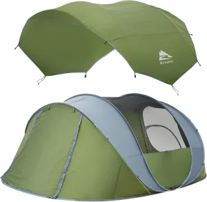 3 in 1 Camping Hammock Tent with Mosquito Net & RainFly with 6 Person Easy Pop Up Tent,12.5' X 8.5'X 53.5", Waterproof, Automatic Setup,Double Laye,Instant Family Tents for Camping, Hiking & Traveling
