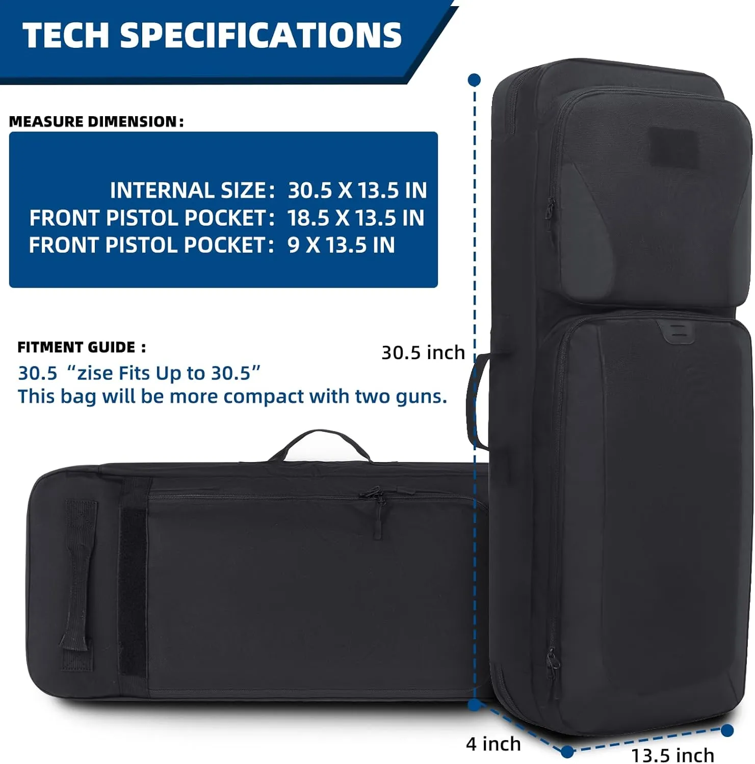 30 36 inch Soft Rifle Bag with Mag Pouch SBR Gun Case Convertible Tactical Backpack for Shooting and Hunting Available Length in 30" Black Waterproof