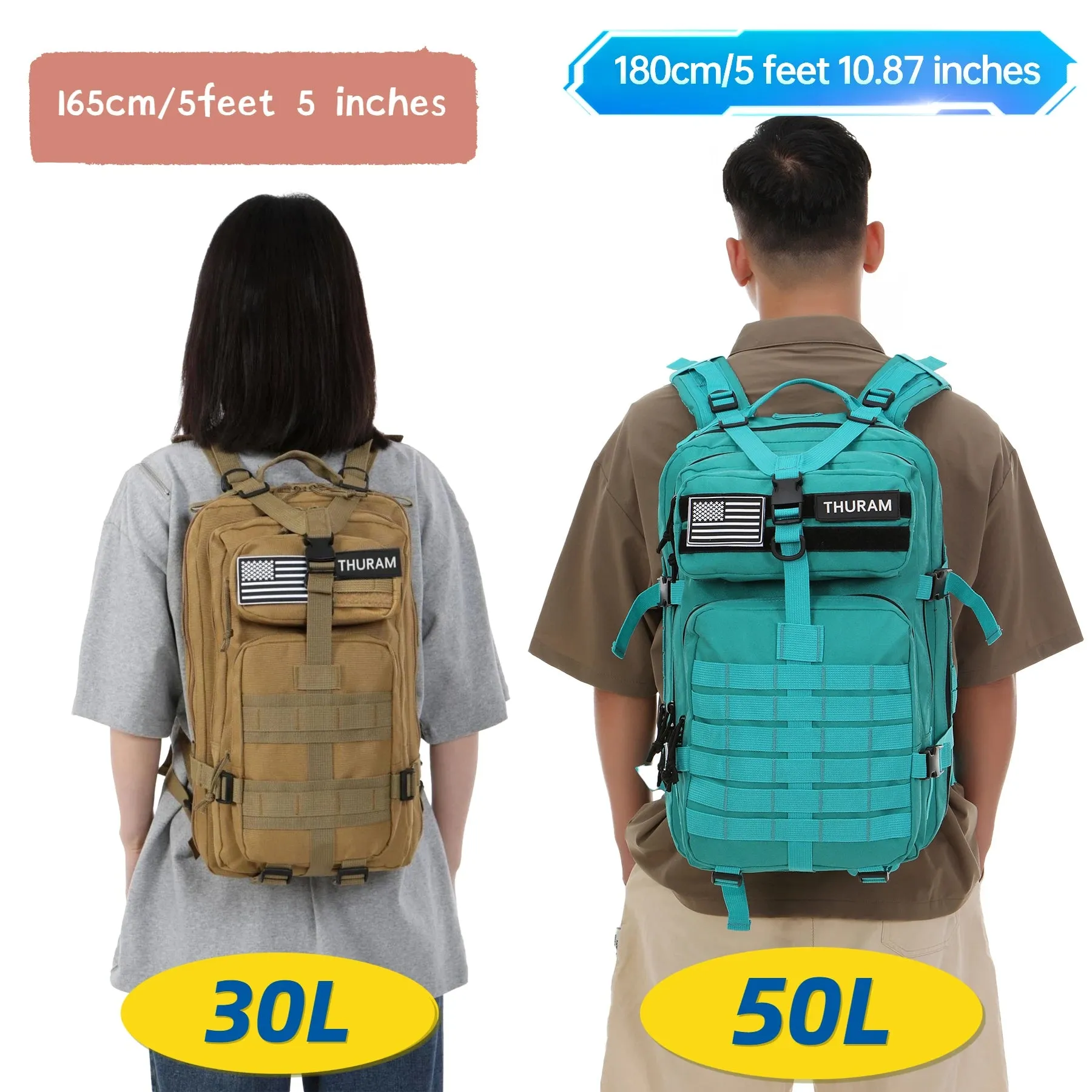 30L/50L 1000D Nylon Waterproof Trekking Bag Backpack