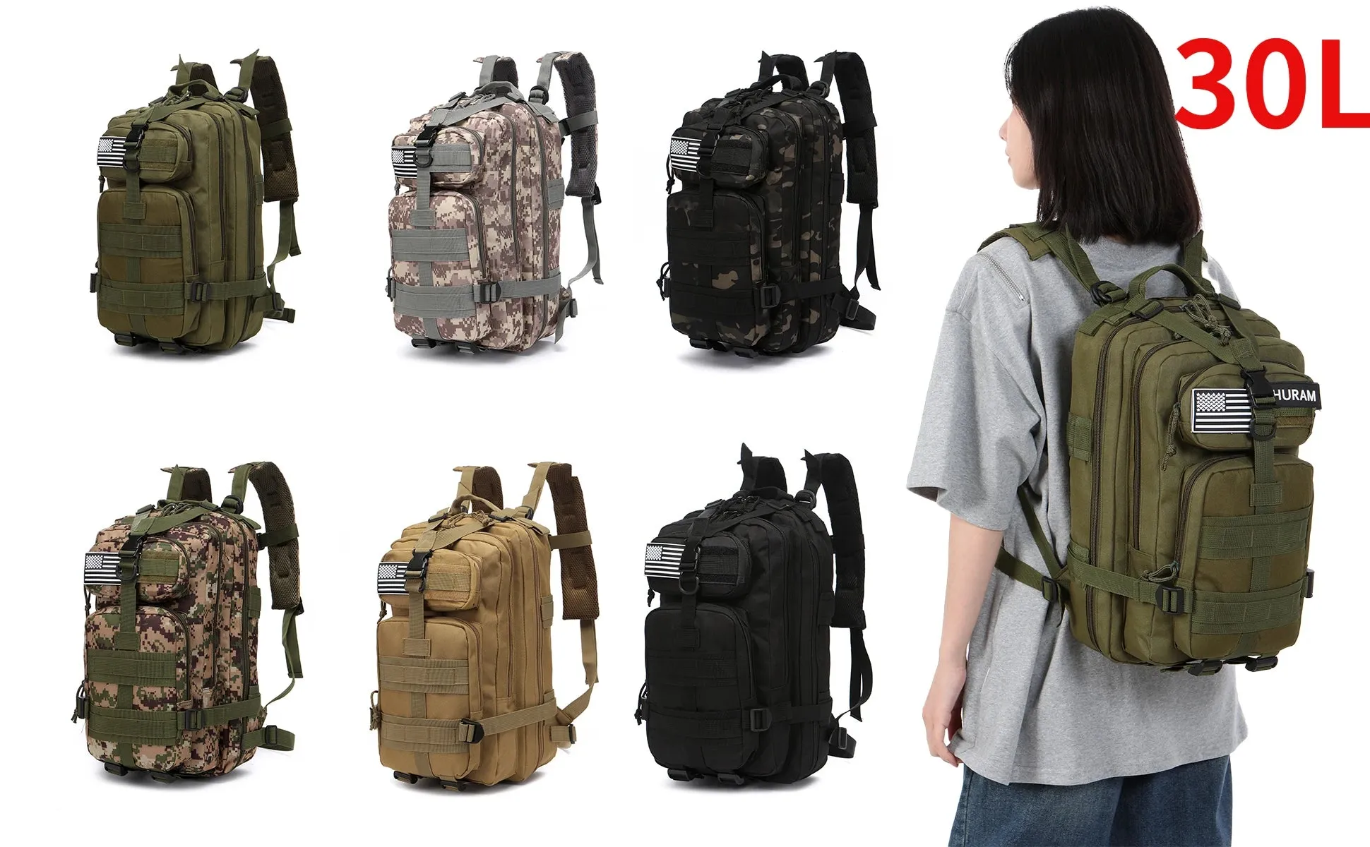 30L/50L 1000D Nylon Waterproof Trekking Bag Backpack