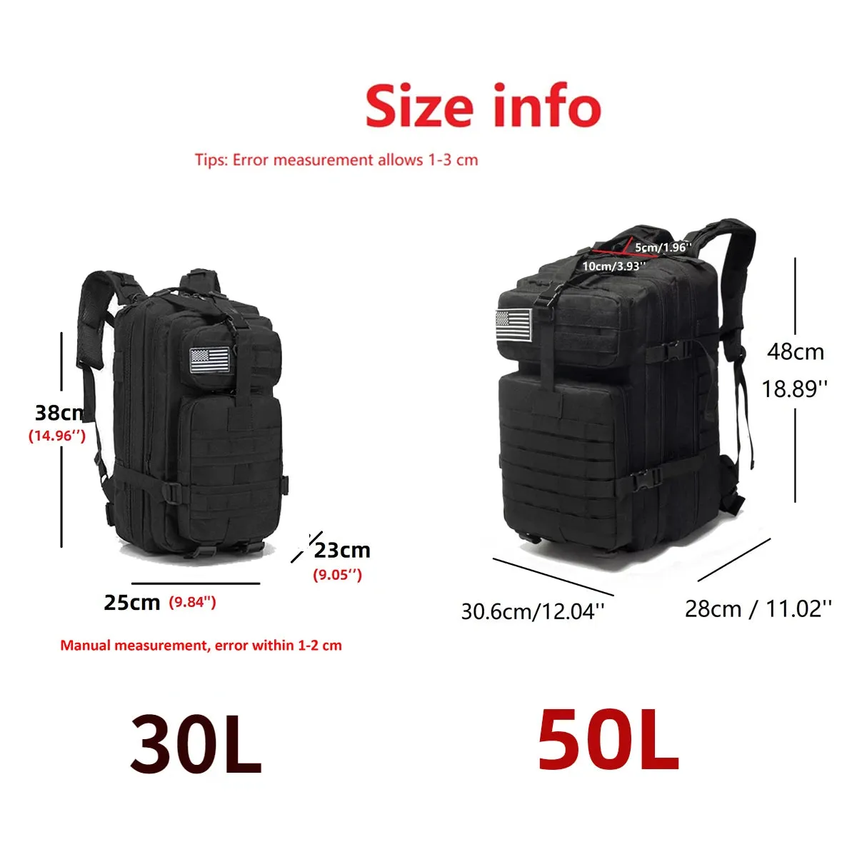 30L/50L 1000D Nylon Waterproof Trekking Bag Backpack