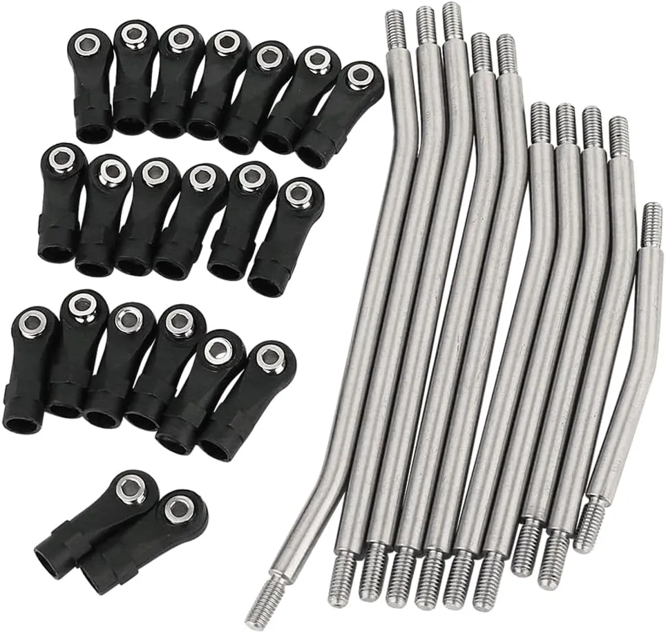 313mm Wheelbase 10Pcs Stainless Steel Link Rod Linkage for 1/10 RC Axial SCX10 II AX90046 AX90047 Rock Crawlers Metal Upgrade Parts
