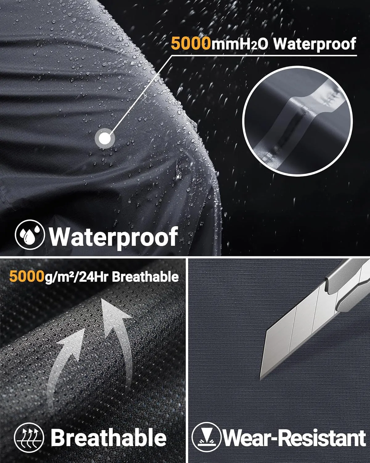 33,000ft Men's Rain Pants Full Zip Waterproof Pants Breathable Rain Over Trousers for Outdoor Hiking Golf Work