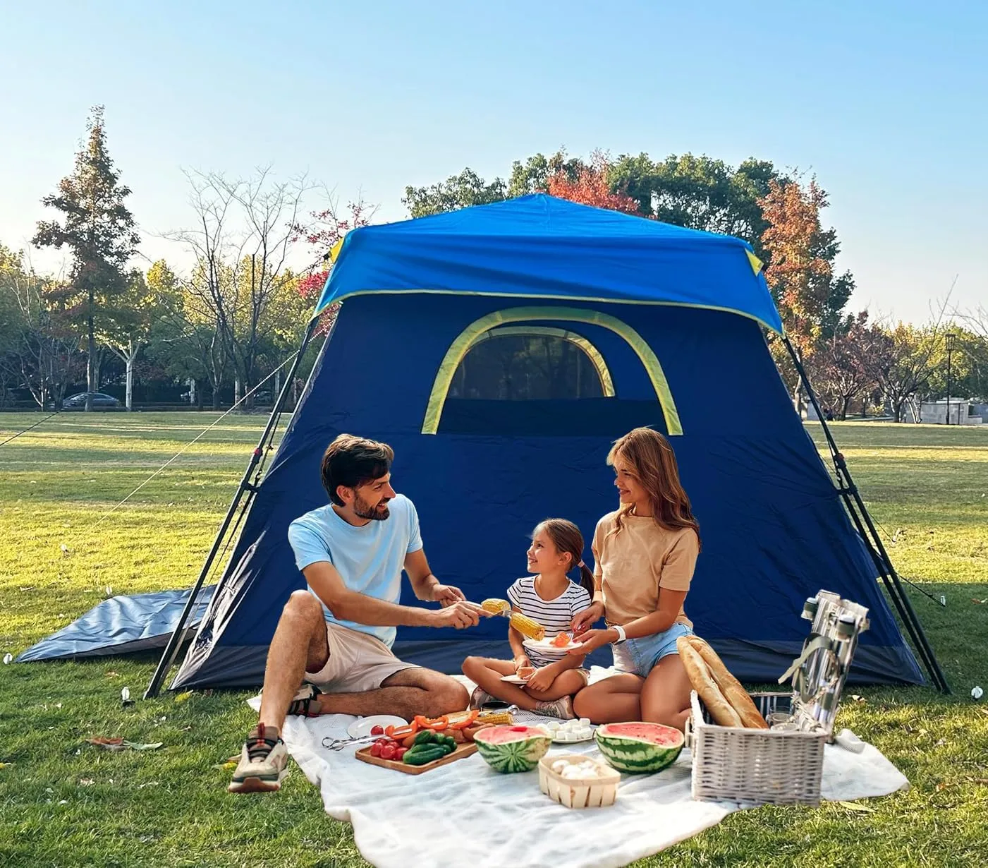 3/4 Person/6 Person Camping Tent Fast Cabin Tent with Instant Setup Tent, Weatherproof Tent Easy Quick Set Up & Pop Up in 60 Seconds with Rainfly Backpack for Family Camping,Upgraded Ventilation