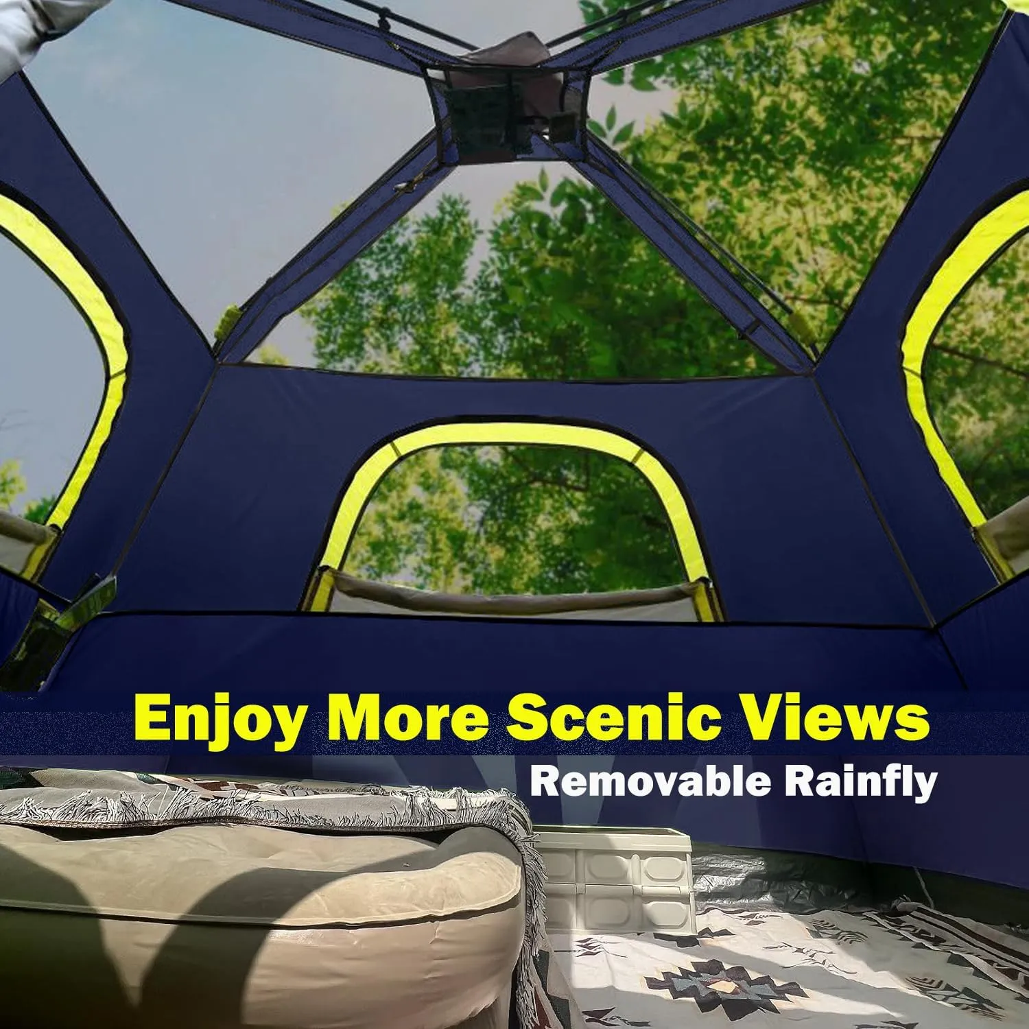3/4 Person/6 Person Camping Tent Fast Cabin Tent with Instant Setup Tent, Weatherproof Tent Easy Quick Set Up & Pop Up in 60 Seconds with Rainfly Backpack for Family Camping,Upgraded Ventilation