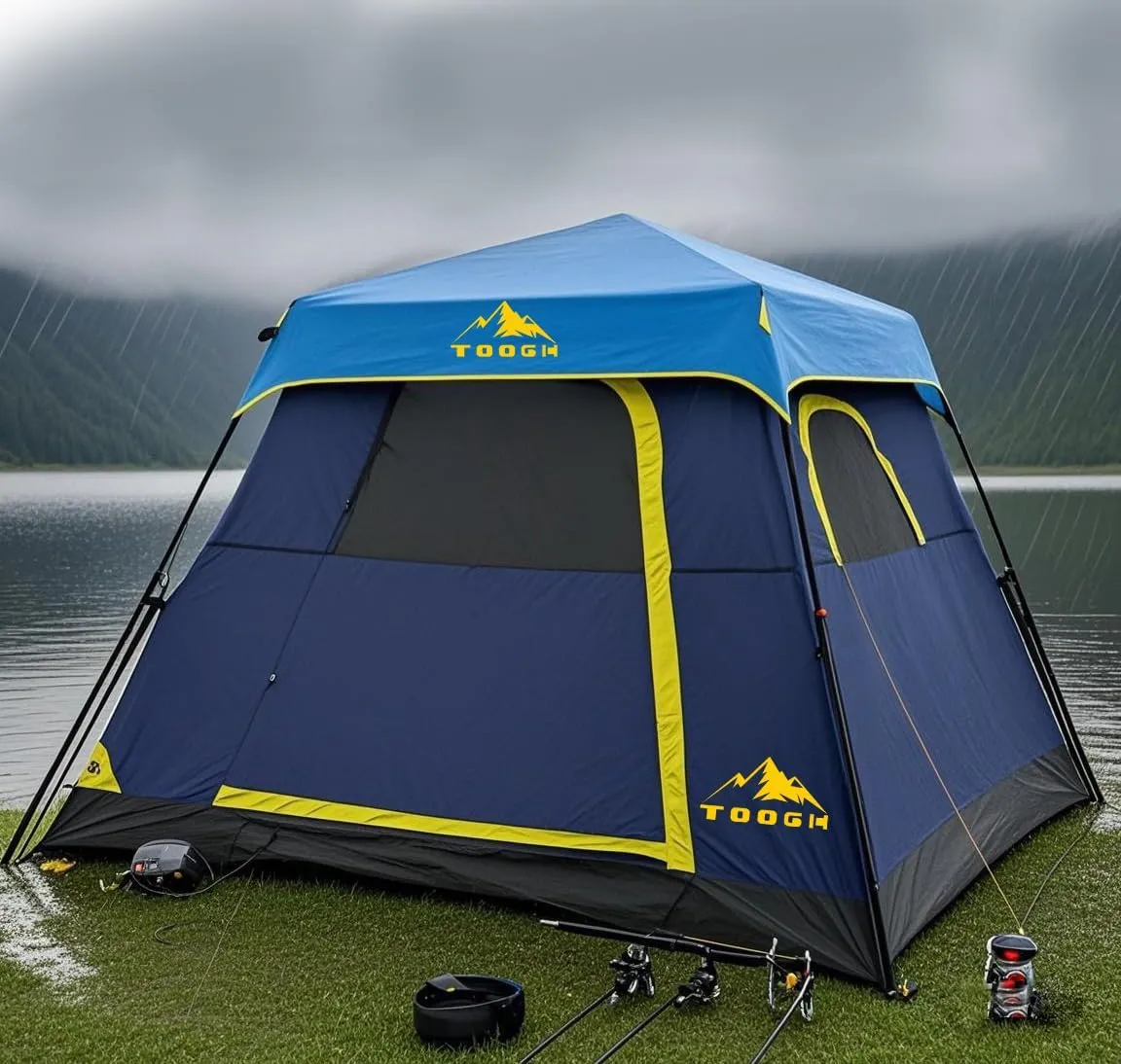 3/4 Person/6 Person Camping Tent Fast Cabin Tent with Instant Setup Tent, Weatherproof Tent Easy Quick Set Up & Pop Up in 60 Seconds with Rainfly Backpack for Family Camping,Upgraded Ventilation