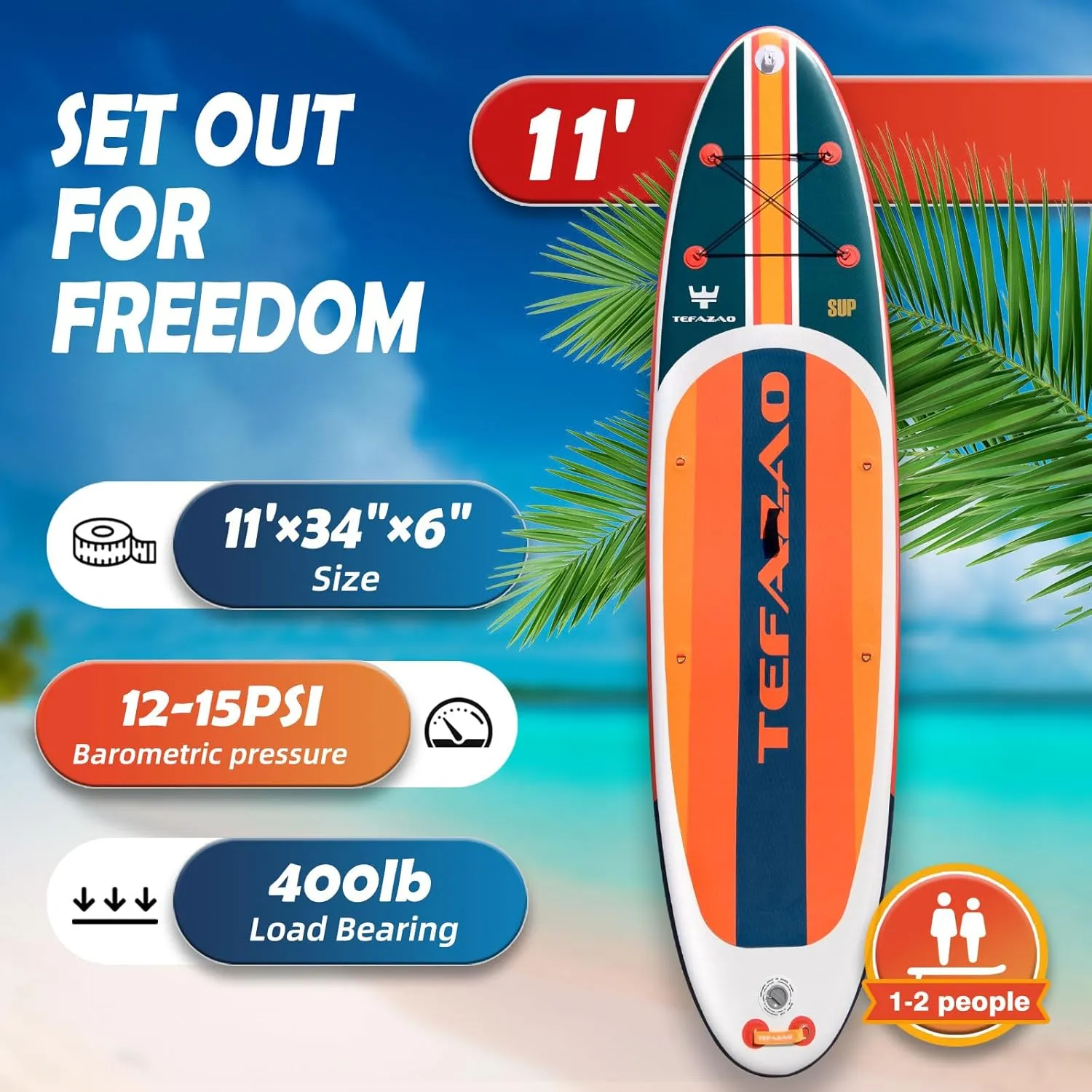 34'' Wide Inflatable Stand Up Paddle Board, 400lbs Capacity SUP Board with Premium Paddle Board Accessories, 100L Backpack, Dry Bag, Adj Paddle with for Adults