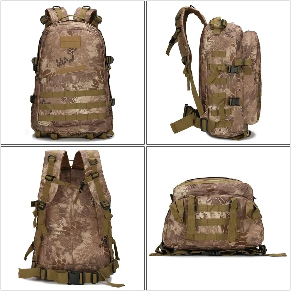 36-55L Military MOLLE Backpack for Men and Women Rucksack Tactical Assault Pack Bag for Hunting Camping Trekking (Python Pattern Black)