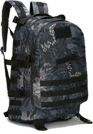 36-55L Military MOLLE Backpack for Men and Women Rucksack Tactical Assault Pack Bag for Hunting Camping Trekking (Python Pattern Black)