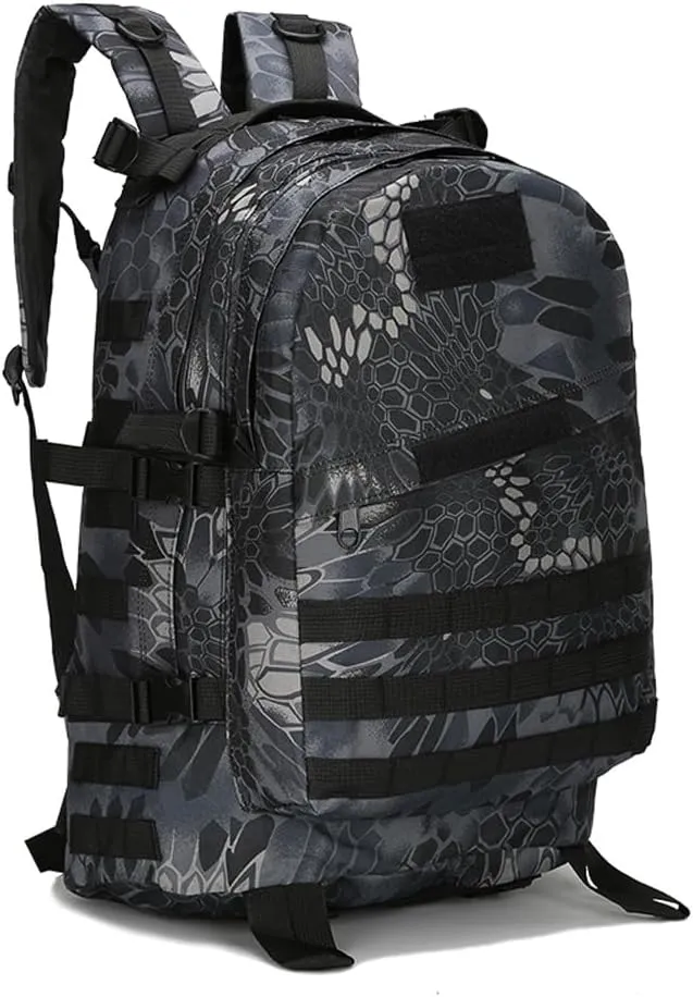 36-55L Military MOLLE Backpack for Men and Women Rucksack Tactical Assault Pack Bag for Hunting Camping Trekking (Python Pattern Black)