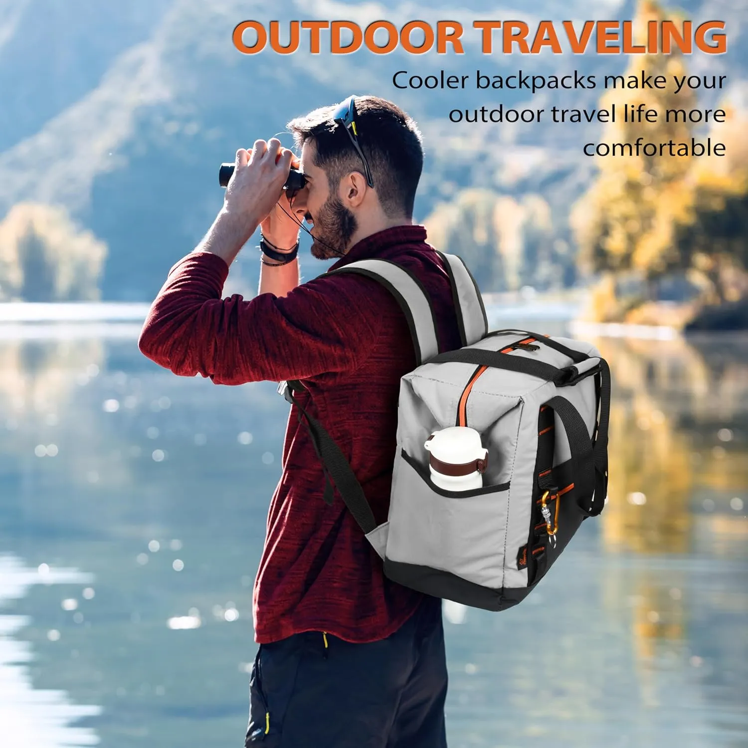 36 Cans Backpack Cooler, Leakproof Collapsible Soft Camping Insulated Cooler Bag, Waterproof Durable Cooler Backpack for Travel, Camping