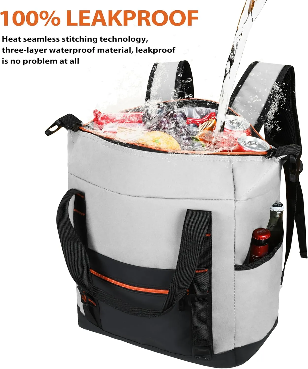 36 Cans Backpack Cooler, Leakproof Collapsible Soft Camping Insulated Cooler Bag, Waterproof Durable Cooler Backpack for Travel, Camping