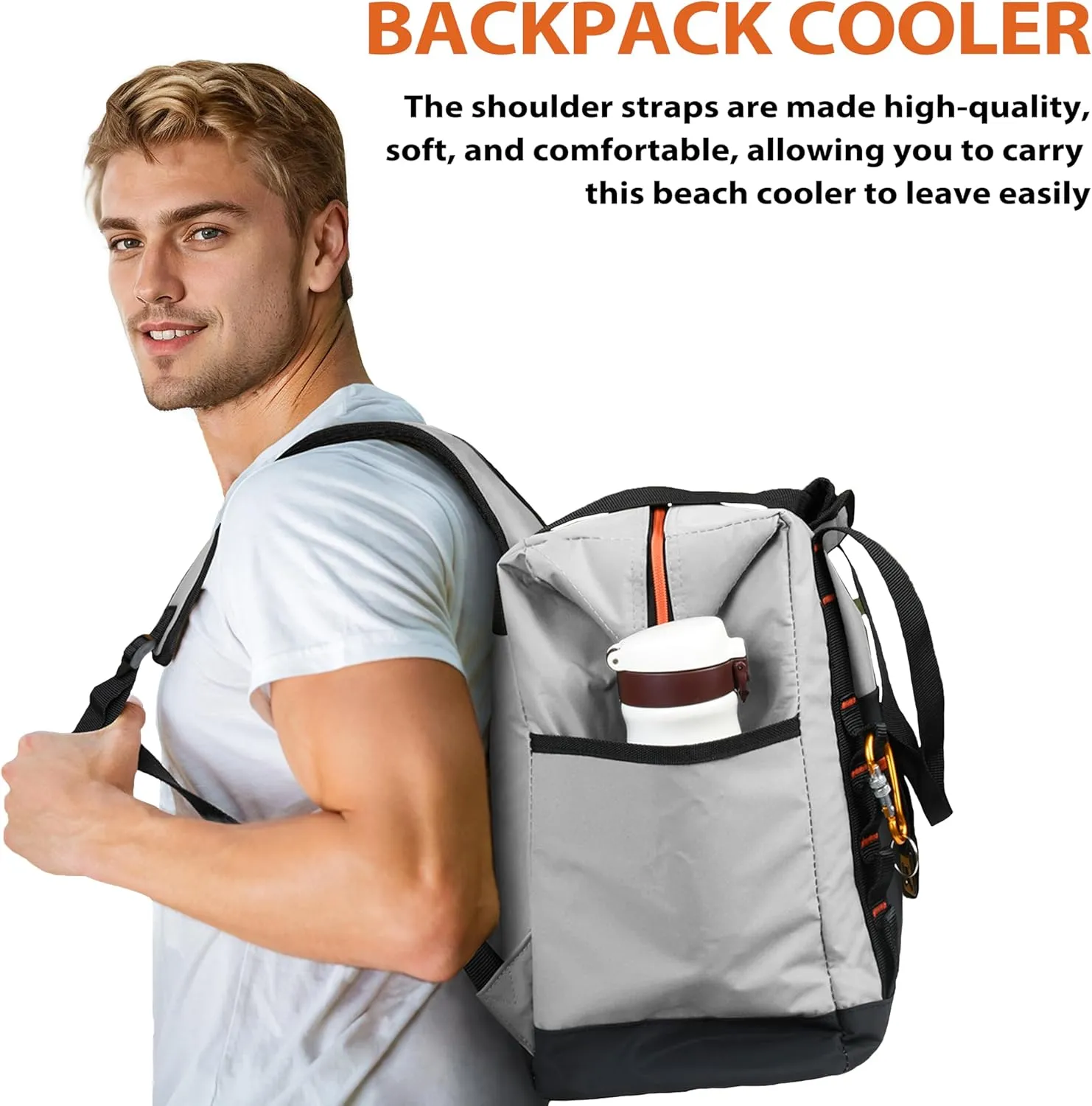 36 Cans Backpack Cooler, Leakproof Collapsible Soft Camping Insulated Cooler Bag, Waterproof Durable Cooler Backpack for Travel, Camping
