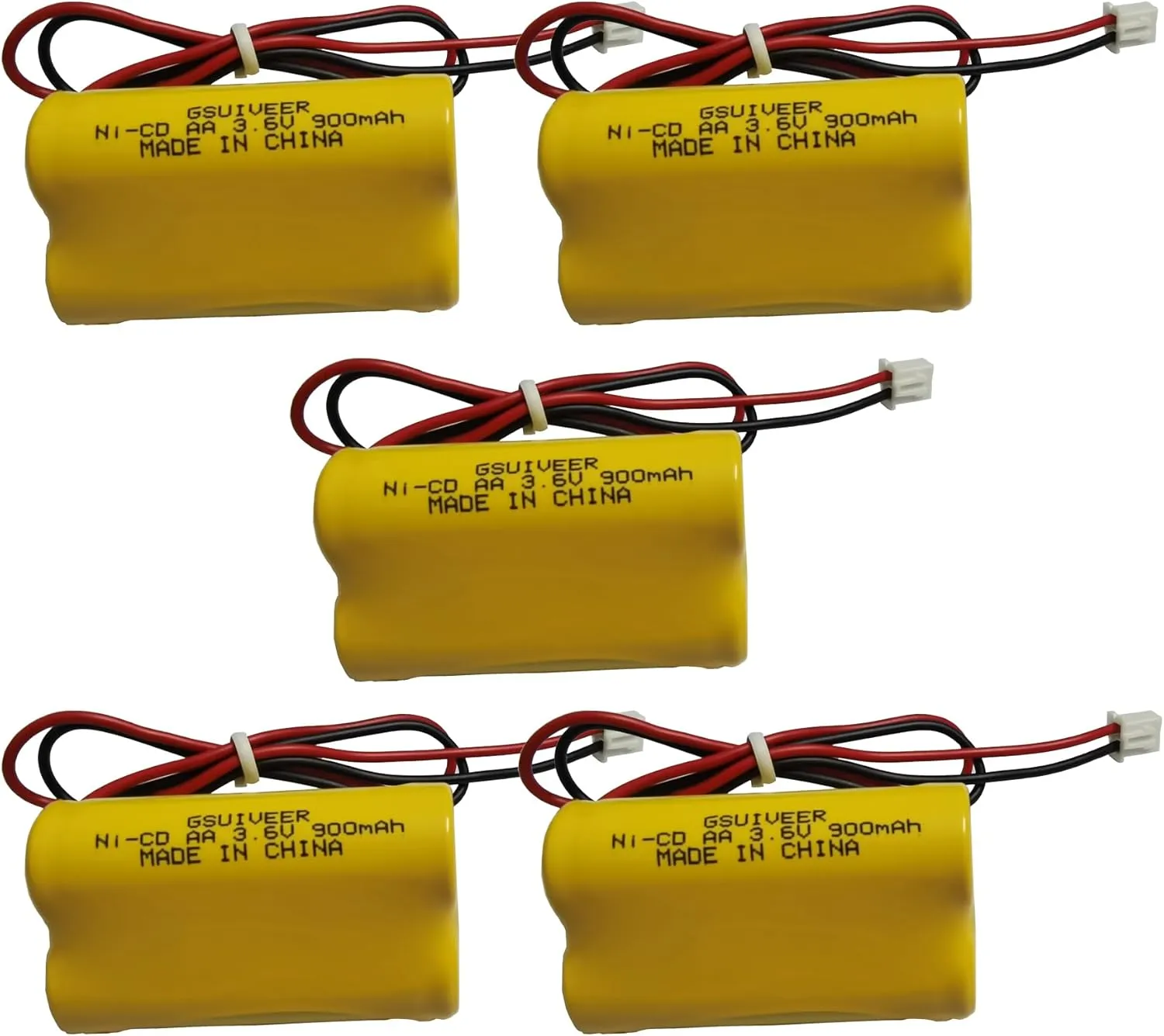 3.6V 900mAh Ni-Cd Exit Sign Emergency Light Battery Pack Compatible Unitech 6200RP Lowes OSA230 Lowes 253799 Unitech LEDR-1 (5 Pack)