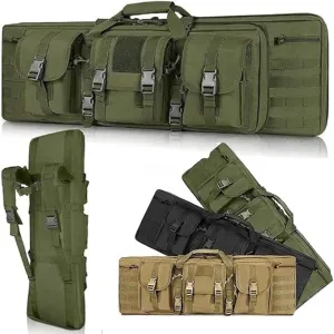 37" 42" 47" 55" Soft Double Rifle Bag, Portable Long Rifle Bag, with Lockable Zipper and Backpack Strap, Rifle Backpack Rifle Bag Gun Case for Outdoor Hunting Shooting