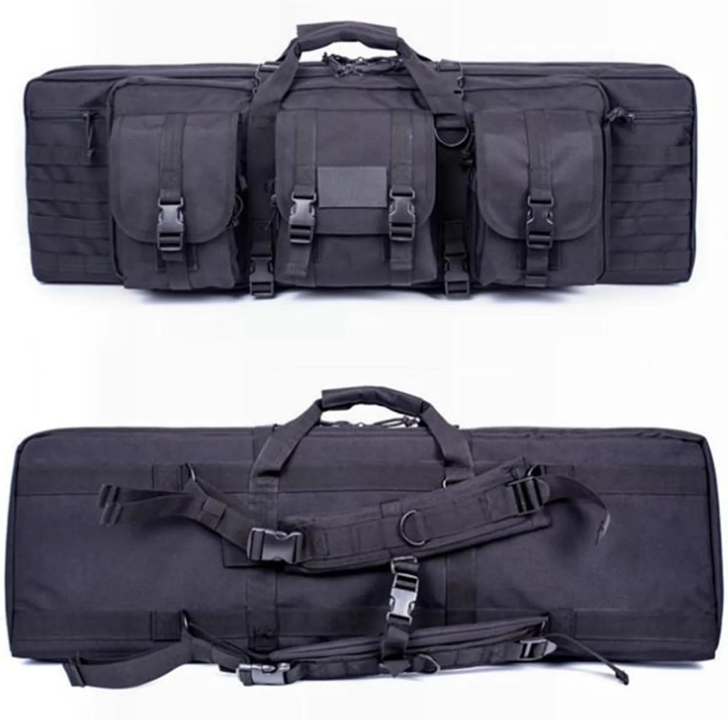 37" 42" 47" 55" Soft Double Rifle Bag, Portable Long Rifle Bag, with Lockable Zipper and Backpack Strap, Rifle Backpack Rifle Bag Gun Case for Outdoor Hunting Shooting
