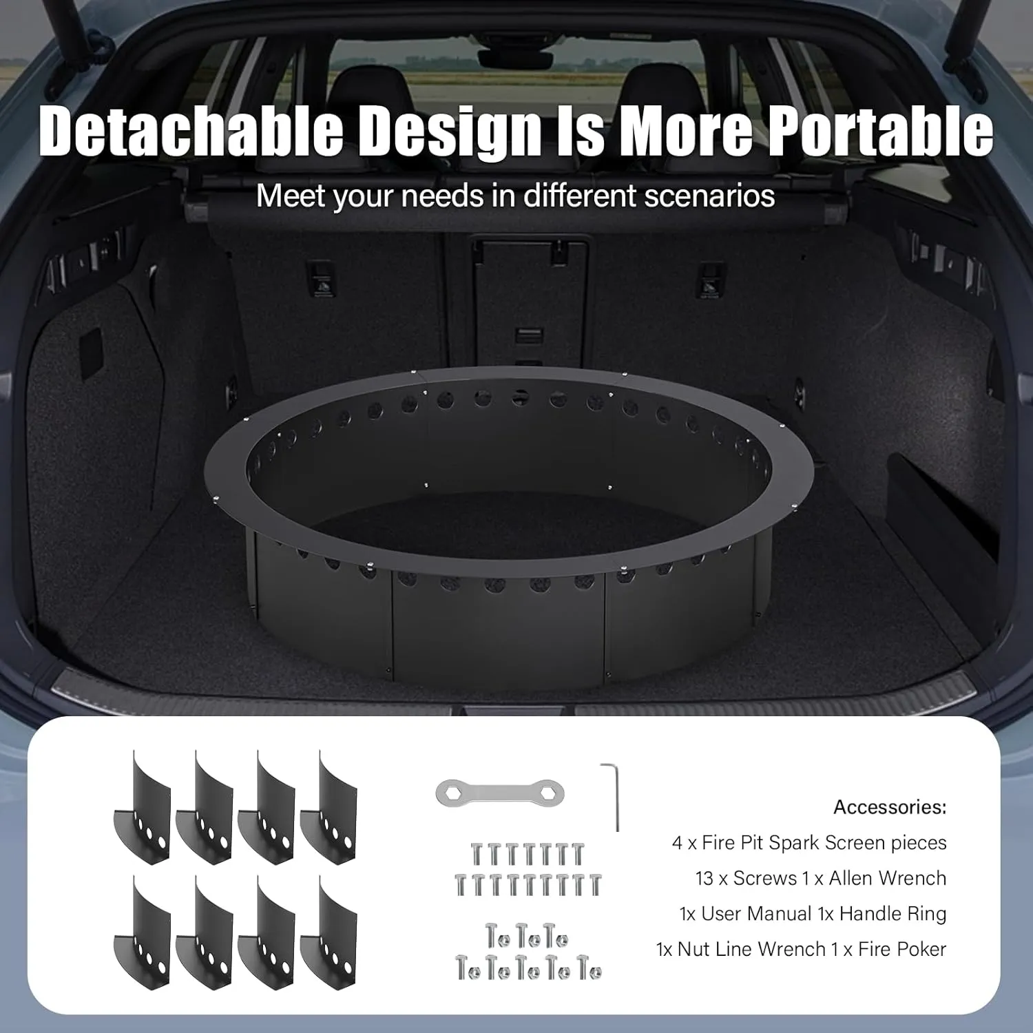 39 inch Fire Pit Ring for Outside, Large Smokeless Firepit Insert, Fire Ring for Camping, Wood Burning Fire Pit Rim, DIY Fire Rings for Yard/Garden Bonfires, Outdoor Fireplace