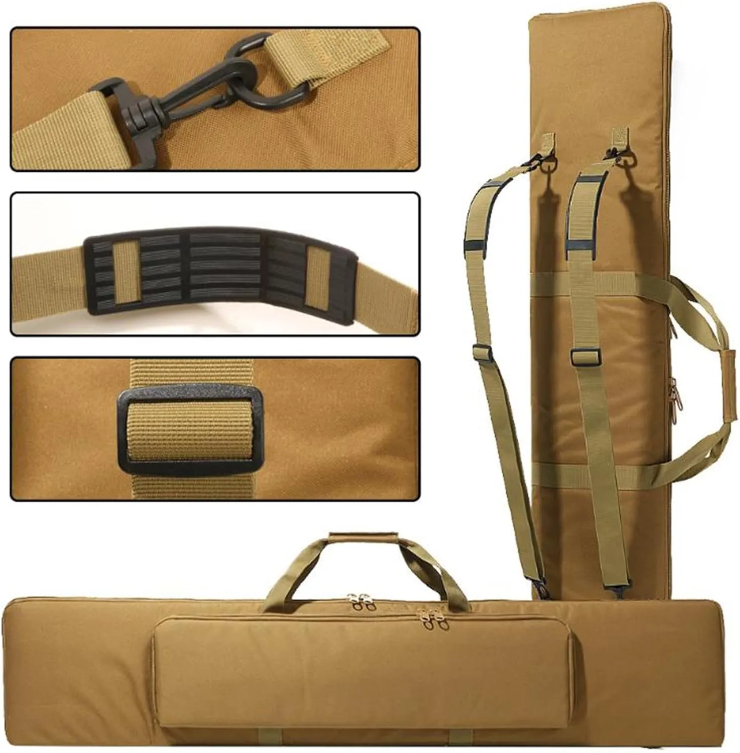 39"/47" Double Rifle Case Soft Bag Backpack, Portable Long Rifle Bag, with Lockable Zipper and Backpack Strap, for Outdoor Hunting Shooting Range