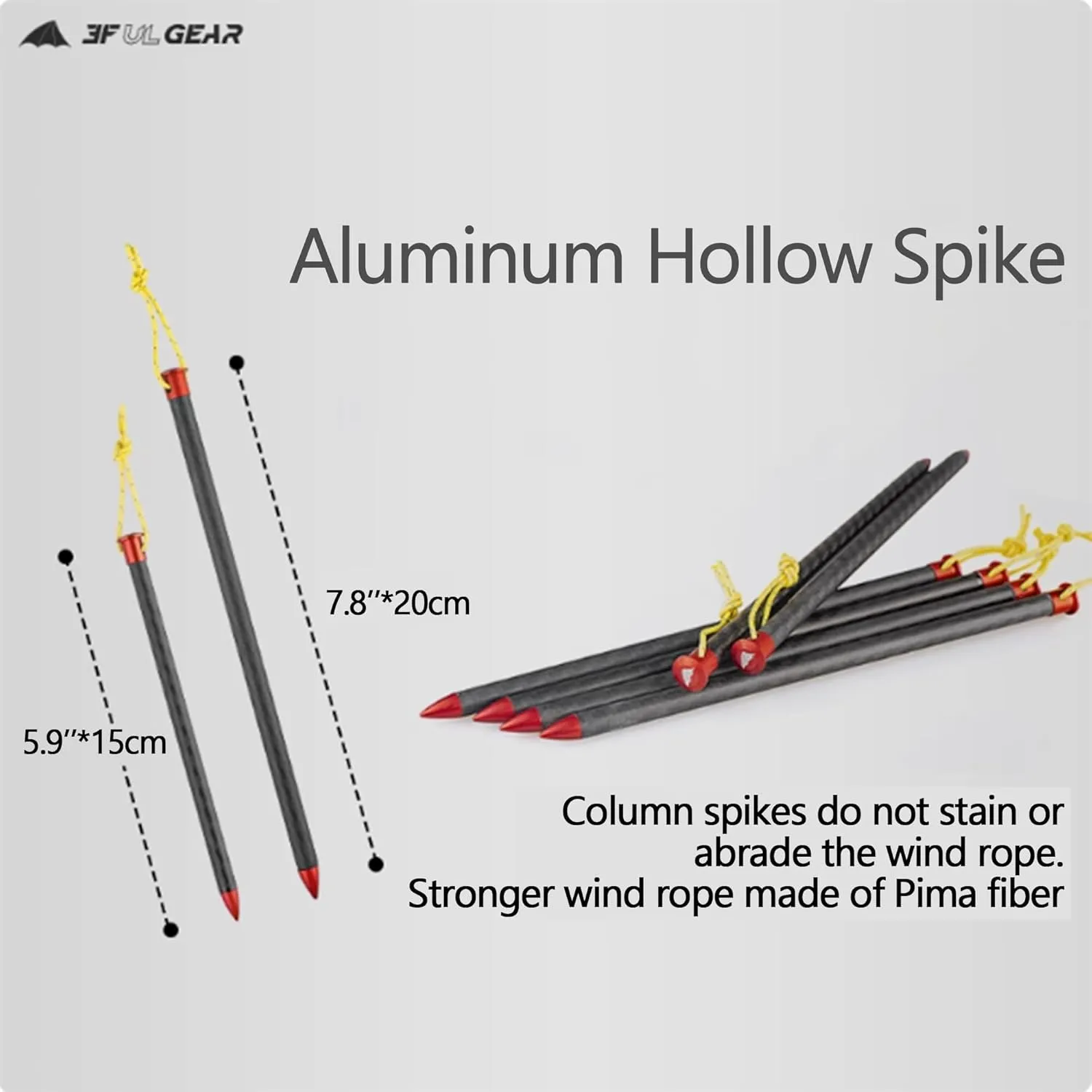 3F UL Gear 6/10PCS Lightweight Camping Tent Stakes, 5.9/7.8'' Hollow Aluminum Alloy Tent Pegs Ground Stakes, Essential Camping Accessories for Camping, Garden, Hiking (20cm-6pcs)