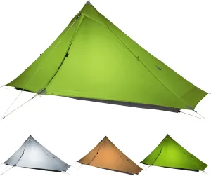 3F UL Gear Lanshan PRO Lanshan Ultralight Tent Ultralight Tent 3-Season Backpacking Tent for 1-Person or 2-Person Camping, Climbing, Hiking, Trekking, Kayaking (for 1 Person, Green- 3 Season)