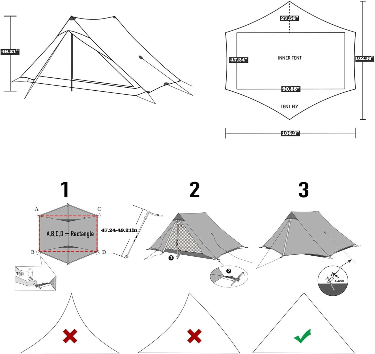 3F UL Gear Lanshan PRO Lanshan Ultralight Tent Ultralight Tent 3-Season Backpacking Tent for 1-Person or 2-Person Camping, Climbing, Hiking, Trekking, Kayaking (for 1 Person, Khaki- 4 Season)