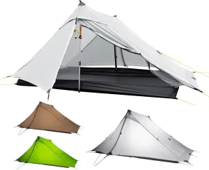 3F UL Gear LanShan pro Tent, 1 Person / 2 Person Outdoor Ultralight Camping Tent, 3-Season or 4-Season Professional Backpacking Ten, for Camping, Hiking, Trekking (Gray-2 Person, 3 Season)