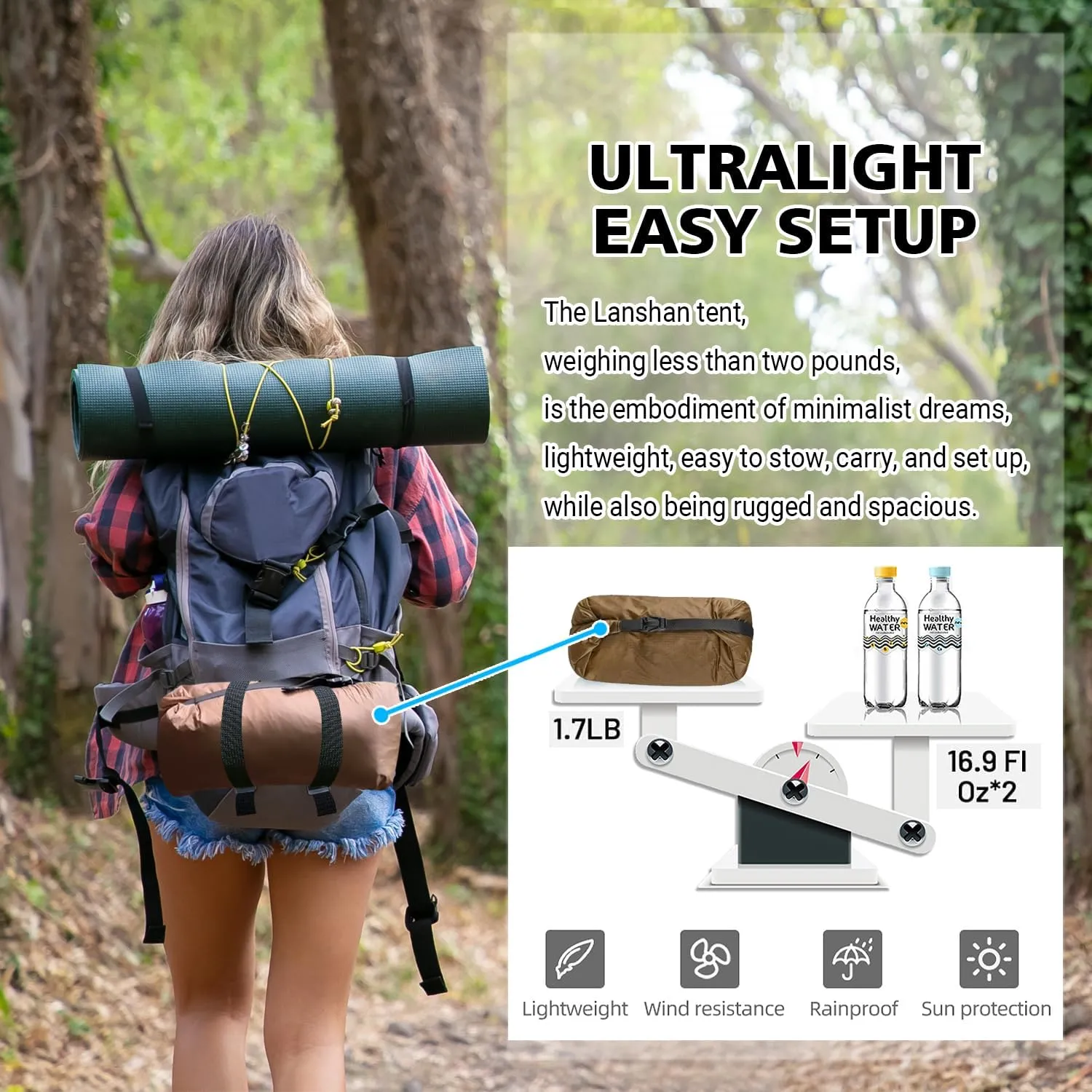 3F UL Gear Lanshan Ultralight 1-Person or 2-Person Backpacking Tent, 3-Season or 4-Season, Outdoor Lightweight Waterproof Professional Tent, Trekking, Kayaking, Climbing, Hiking
