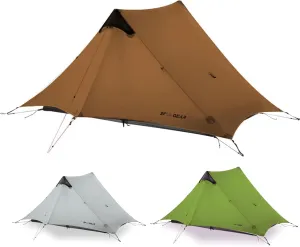 3F UL Gear Lanshan Ultralight Tent Waterproof Professional Hiking Tent 2Person Tents for Camping 4 Season Backpacking Tent (Khaki-2 People, 4 Season)
