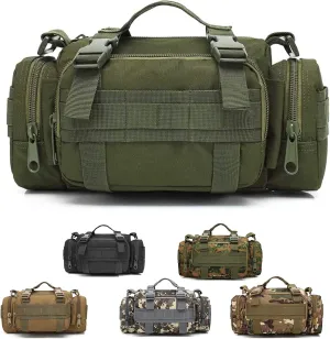 3P Military Duffel Waist Bag, Molle Bicycle/Motorcycle Waterproof Fanny Packs Camera Bag Camo EDC Utility Pouch Crossbody with Shoulder Strap Hand Carry
