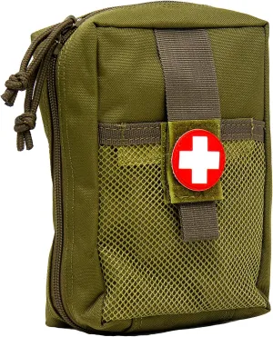 3VGEAR Large MOLLE Medic Pouch - Waterproof with Clamshell Opening, Elastic Loops for Medical Supplies, Velcro Sleeve, Rugged 600D Polyester