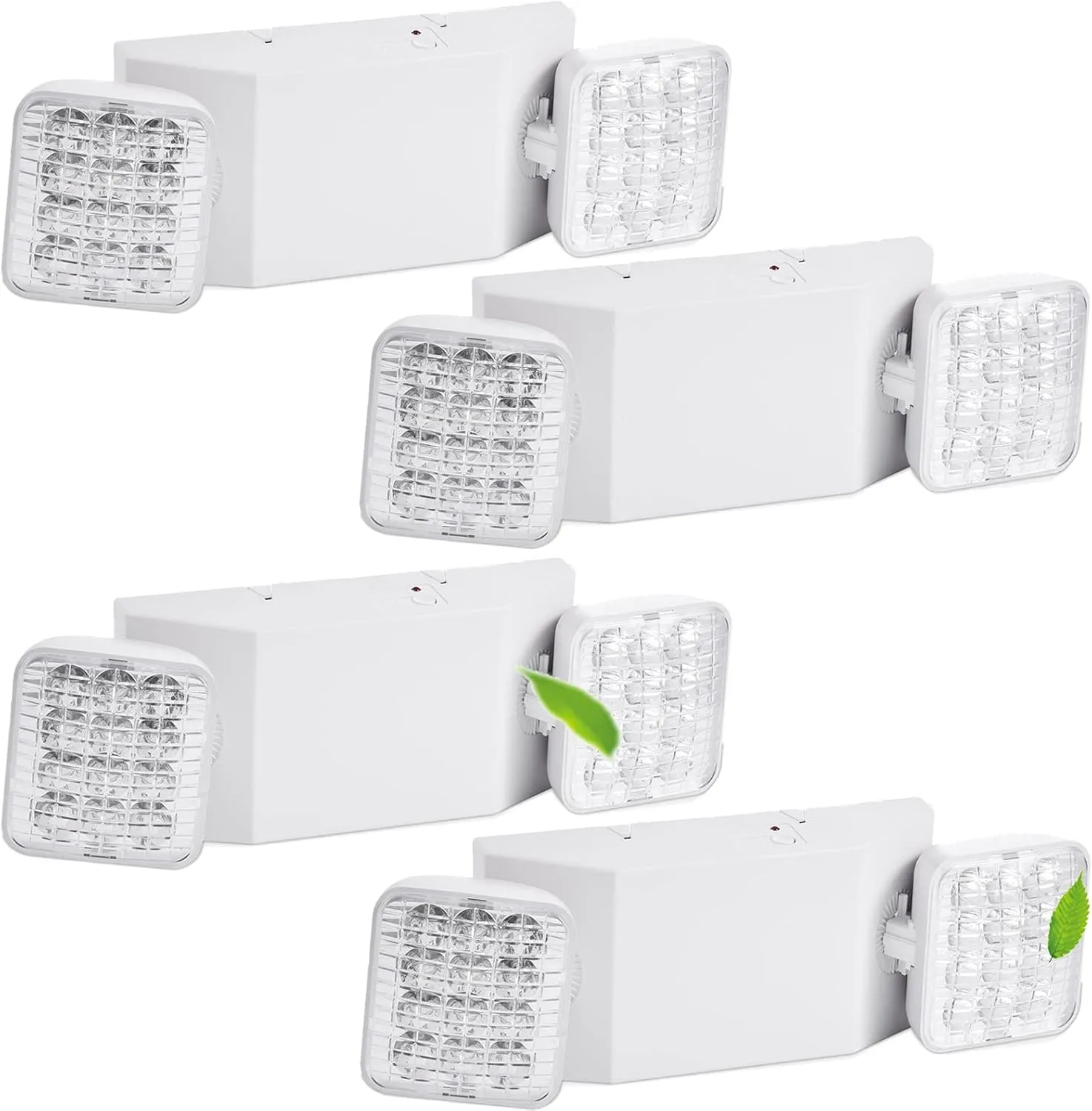 4 Pack LED Emergency Light Fixture, Square 2 Head Adjustable LED Light for Home Business and Commercial Use, Emergency Sign Light AC 110V / 277V White