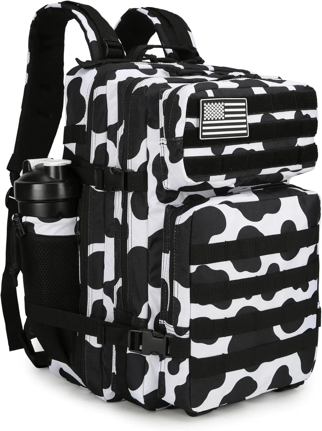 45L Tactical Assault Backpack 3 day assault pack with Molle Waterproof backpack Rucksack for Tactical Backpacks (Cow color)