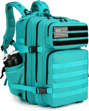 45L Tactical Assault Backpack 3 day assault pack with Molle Waterproof backpack Rucksack for Tactical Backpacks (Lake Blue)