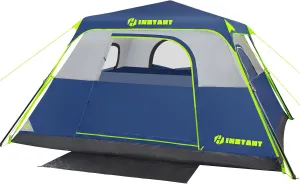 4/6 Person Instant Tent, Waterproof Pop Up Tents for Camping with Rainfly, 60 Seconds Easy Setup, Automatic Cabin Tent for Family Camping with Expandable Carry Bag & Upgraded Ventilation