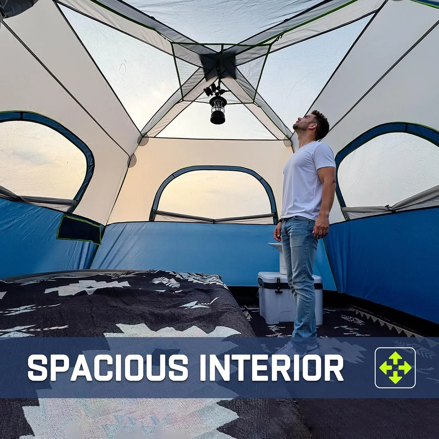 4/6 Person Instant Tent, Waterproof Pop Up Tents for Camping with Rainfly, 60 Seconds Easy Setup, Automatic Cabin Tent for Family Camping with Expandable Carry Bag & Upgraded Ventilation