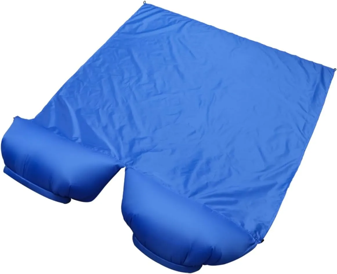 4Pcs Outdoor Inflatable Sleeping Pad for Two Portable Dampproof Travel Cushion with Ground Nails for Beach and Blue