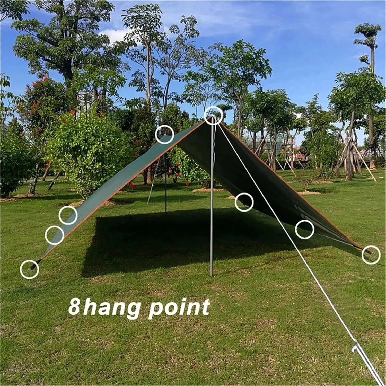 4x3m 3x3m Awning Waterproof Tarp Tent Shade Ultralight Garden Canopy Sunshade Outdoor Camping Hammock Rain Fly Beach Sun Shelter for Outdoors, Picnic(Awning Irons,3x5m)