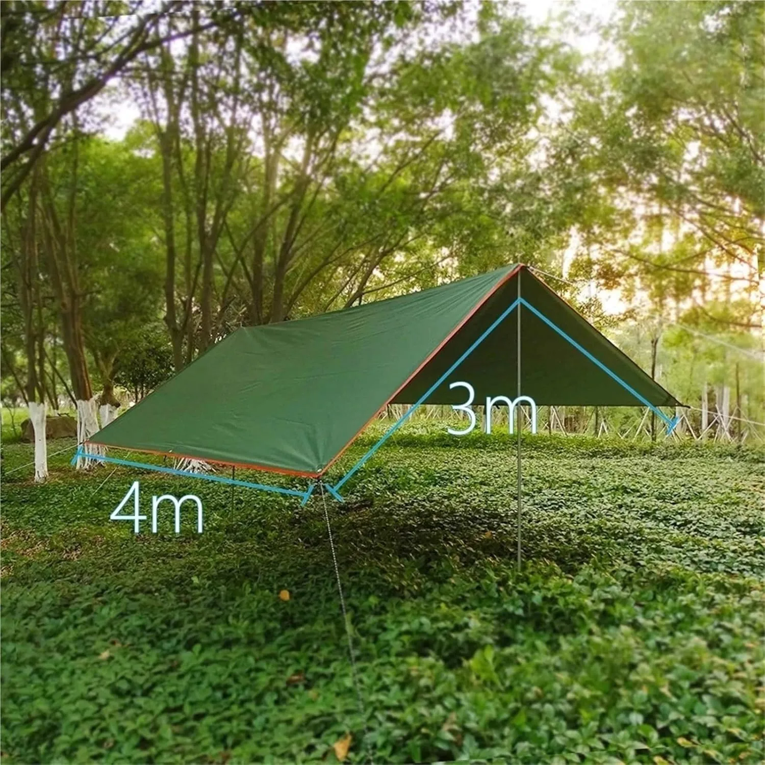 4x3m 3x3m Awning Waterproof Tarp Tent Shade Ultralight Garden Canopy Sunshade Outdoor Camping Hammock Rain Fly Beach Sun Shelter for Outdoors, Picnic(Awning Irons,3x5m)