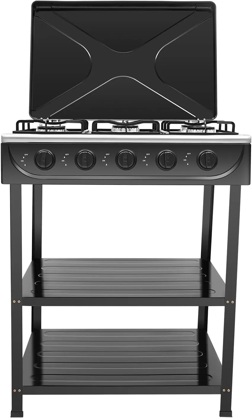 5 Burner Gas Cooker, High Pressure Single Propane Burner, Portable Propane Gas Stove for Camping, Fishing, Rv Travel, Emergency Preparedness, Independent Control