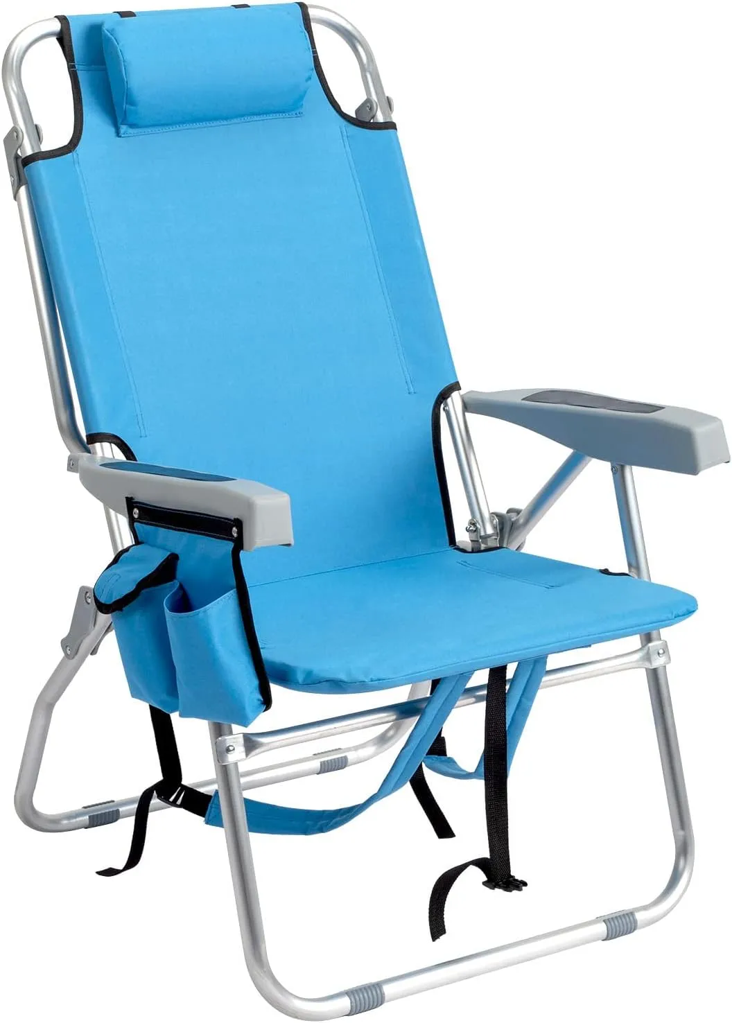 5-Position Beach Chair - Premium Backpack Beach Chair for Adults - Beach Chair with Backpack Straps - Foldable and Reclining Beach Chair - Backpack Chair,Blue