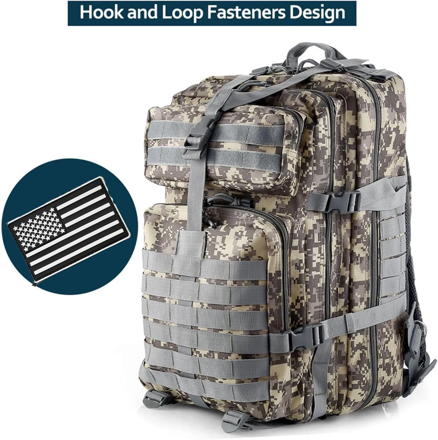 50L Sturdy Nylon Waterproof Fishing Hunting Backpack Outdoor Military Rucksacks Tactical Sports Camping Hiking Bags (ACU)