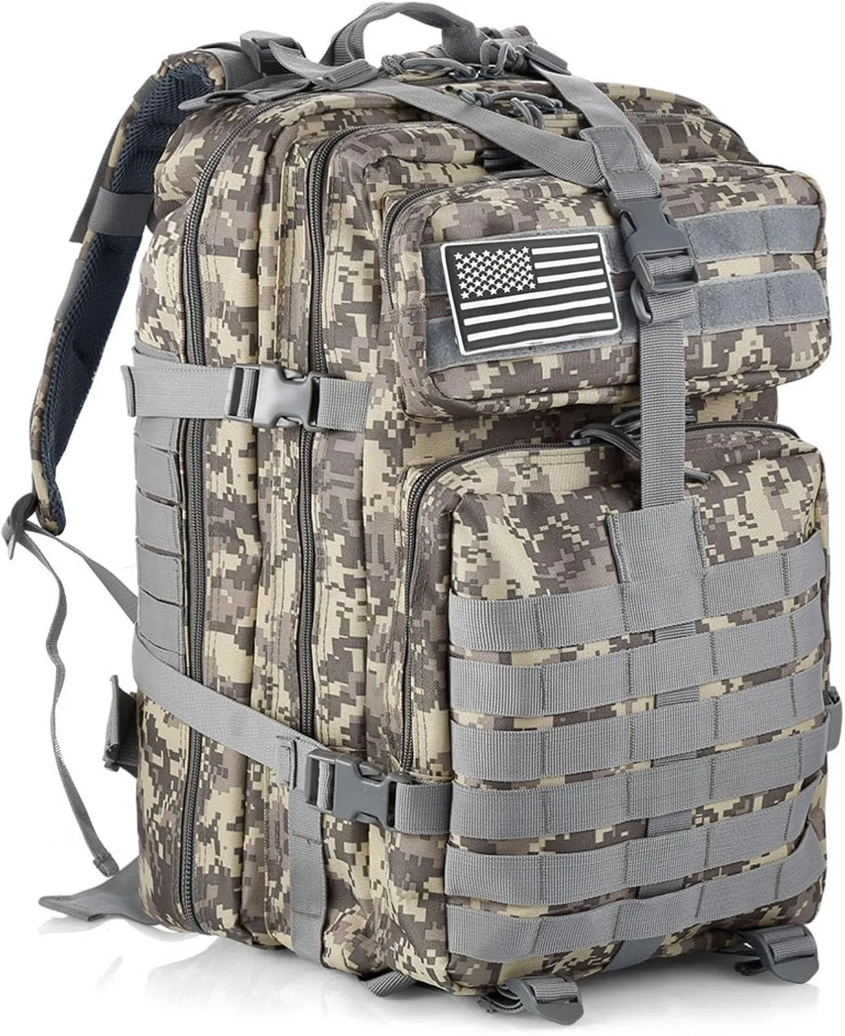 50L Sturdy Nylon Waterproof Fishing Hunting Backpack Outdoor Military Rucksacks Tactical Sports Camping Hiking Bags (ACU)