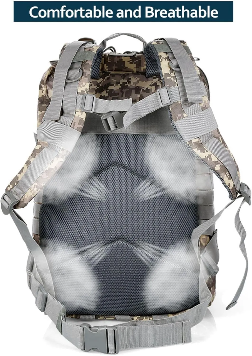50L Sturdy Nylon Waterproof Fishing Hunting Backpack Outdoor Military Rucksacks Tactical Sports Camping Hiking Bags (ACU)